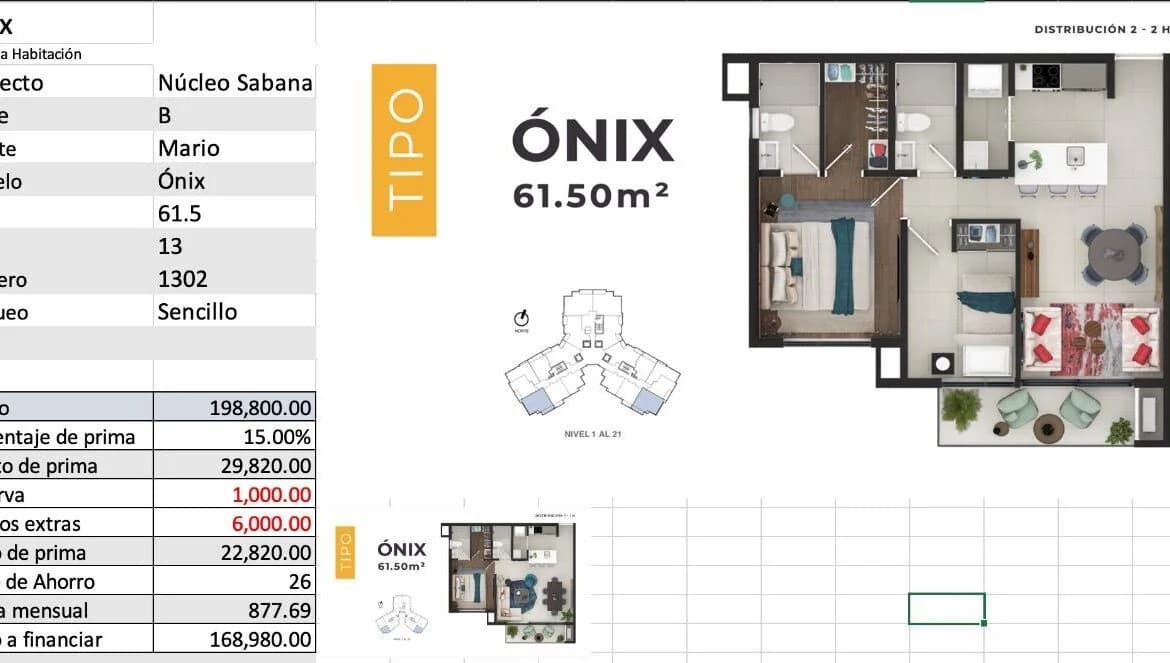 Apartamento en Núcleo Sabana